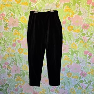 Vintage Black Velvet Fitted Split-hem Pants